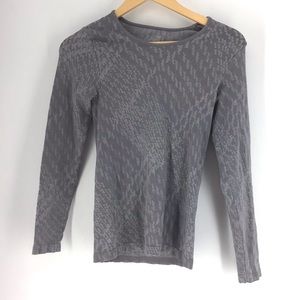 Athleta Grey Print Crew Neck Long Sleeve Top